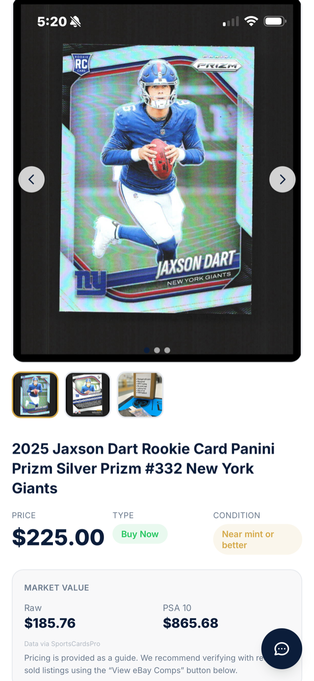 Jaxson Dart Silver Prizm - Card Detail